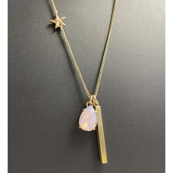 J.CREW Jewelry - J Crew Long Necklace Rhinestone Bar Charm Star Gold Tone Jewelry